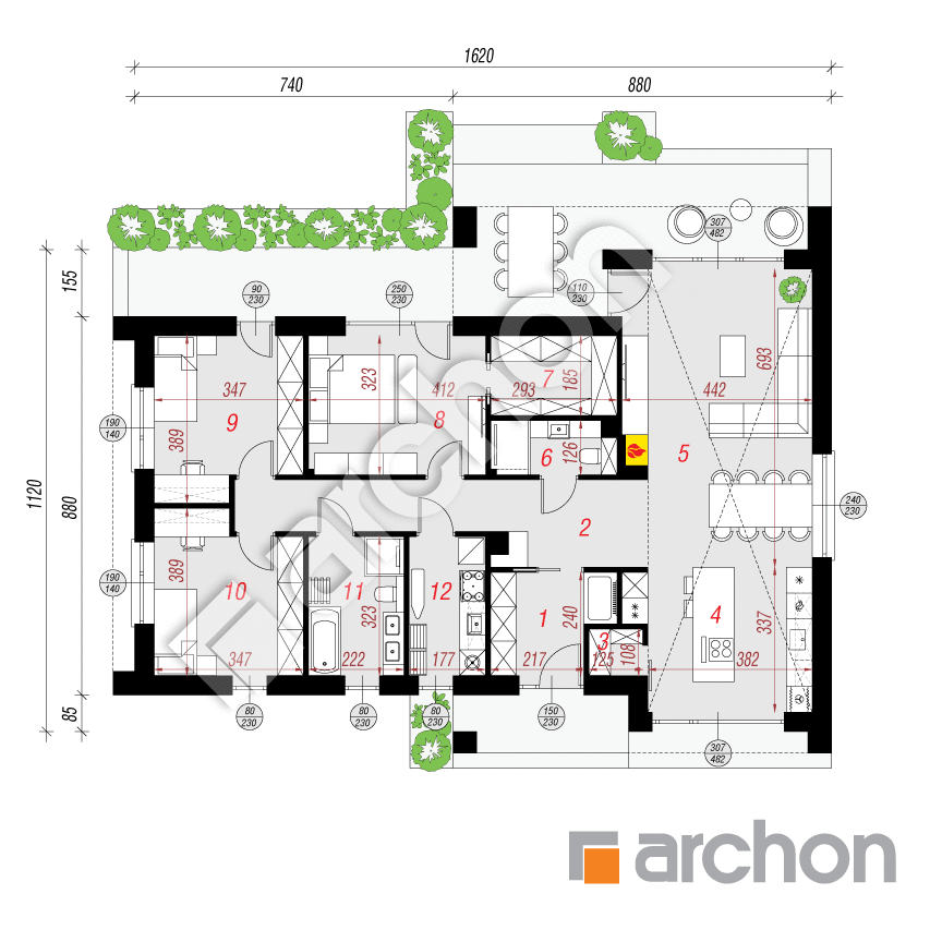 gotowy projekt Dom w malaxisach (E) rzut parteru