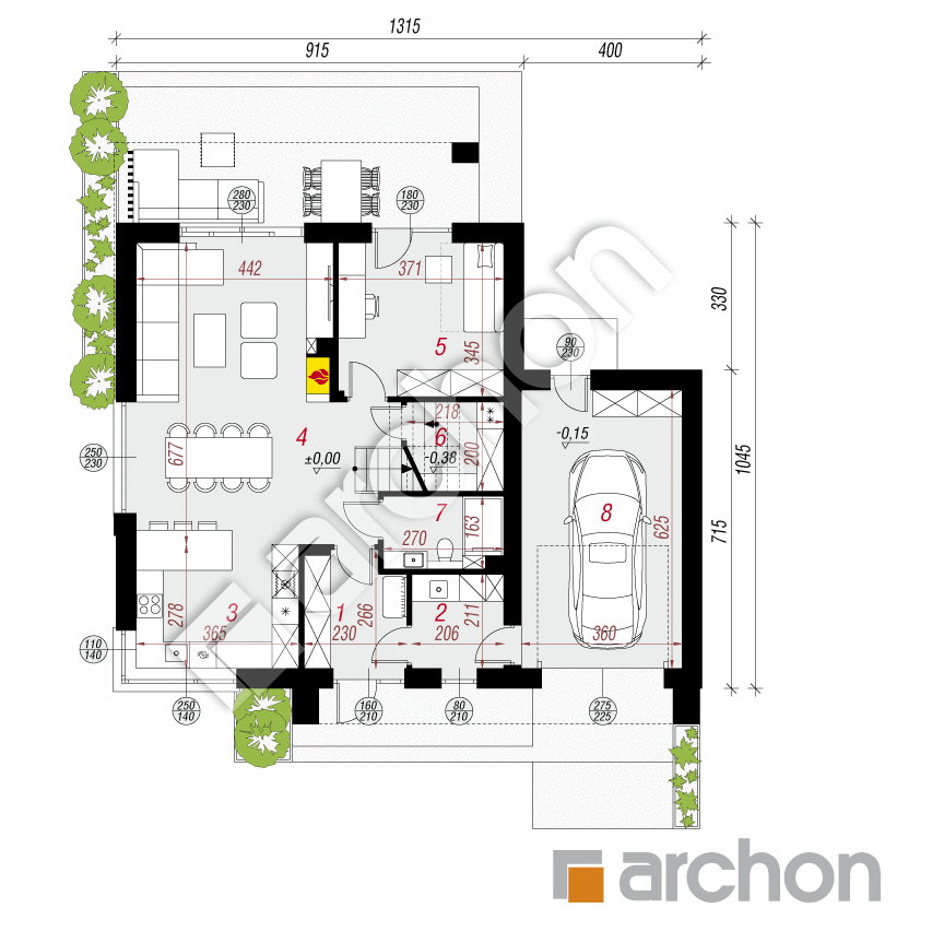 gotowy projekt Willa Gracja (GE) rzut parteru
