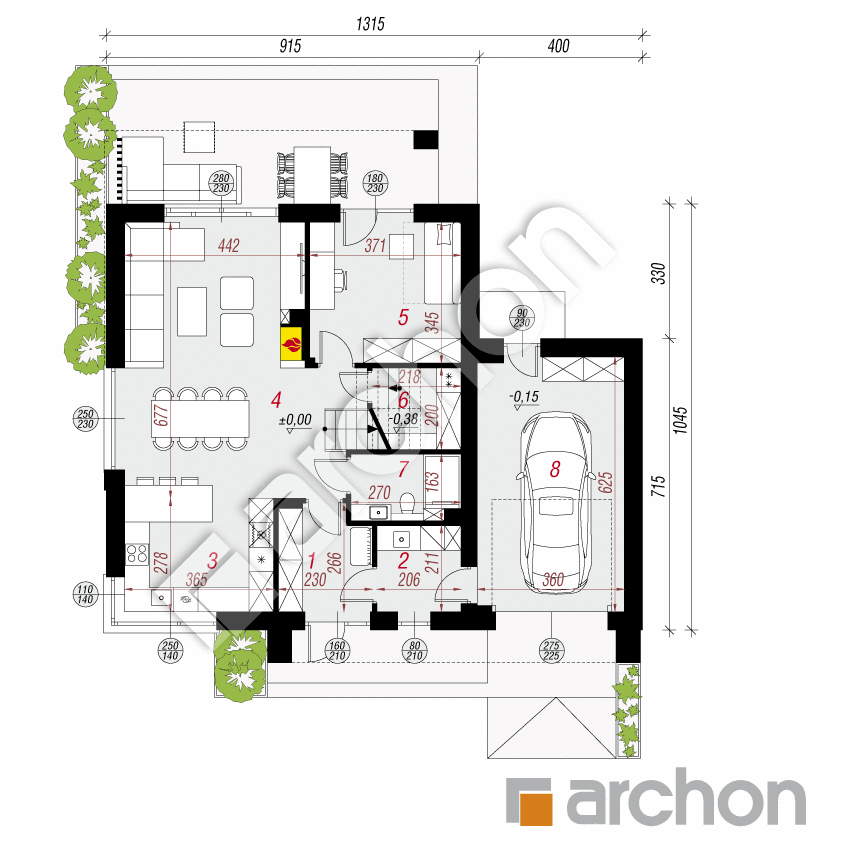 gotowy projekt Willa Gracja (GE) rzut parteru