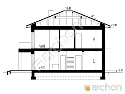 gotowy projekt Willa Gracja (GE) przekroj budynku
