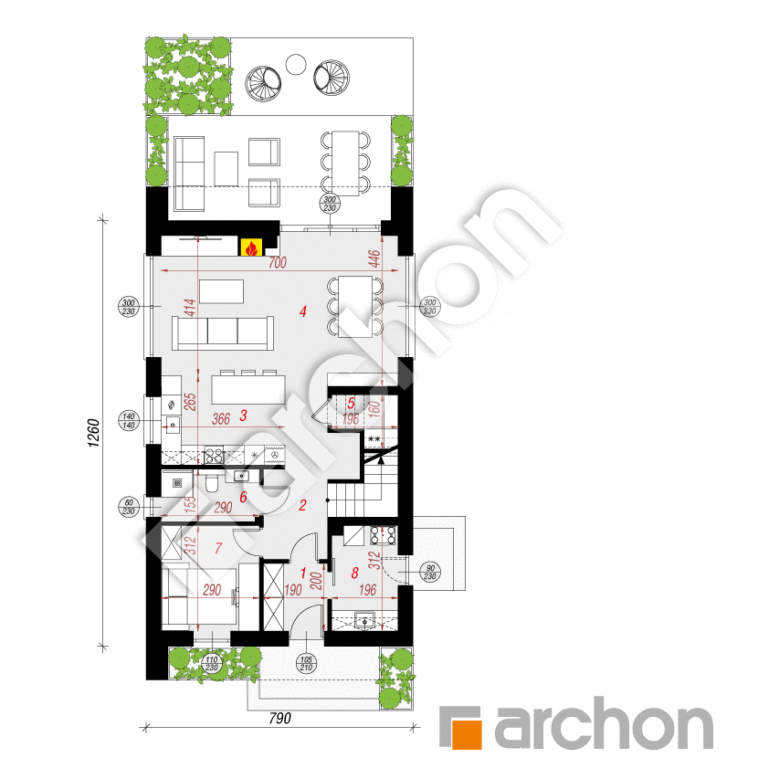 gotowy projekt Dom w marcówkach (E) rzut parteru