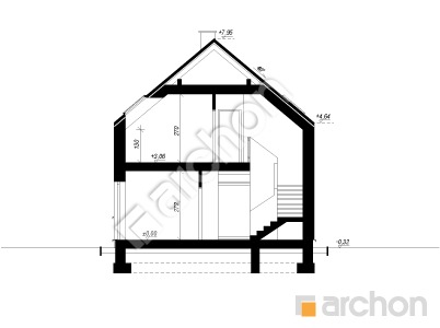 gotowy projekt Dom w marcówkach (E) przekroj budynku