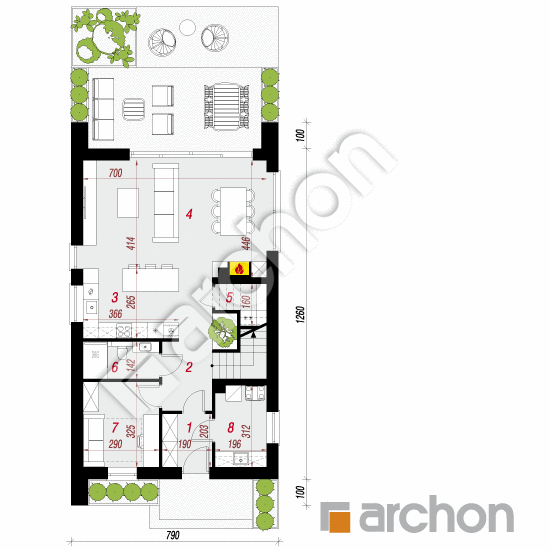 gotowy projekt Dom w marcówkach (E) rzut parteru