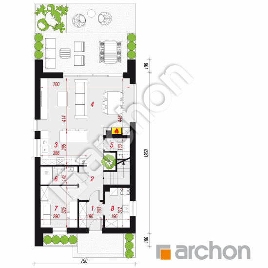 gotowy projekt Dom w marcówkach (E) rzut parteru