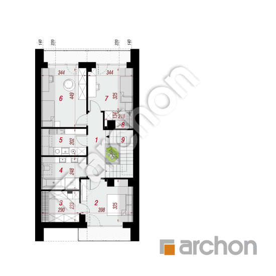 gotowy projekt Dom w marcówkach (E) rzut poddasza