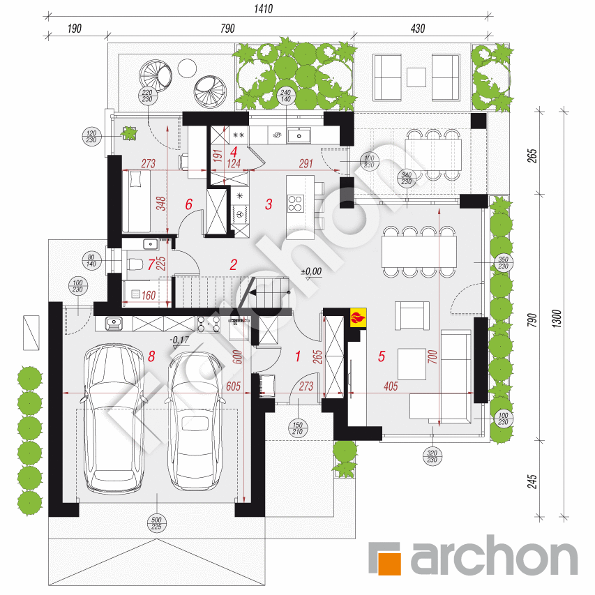 gotowy projekt Dom w aromach 5 (G2E) OZE rzut parteru