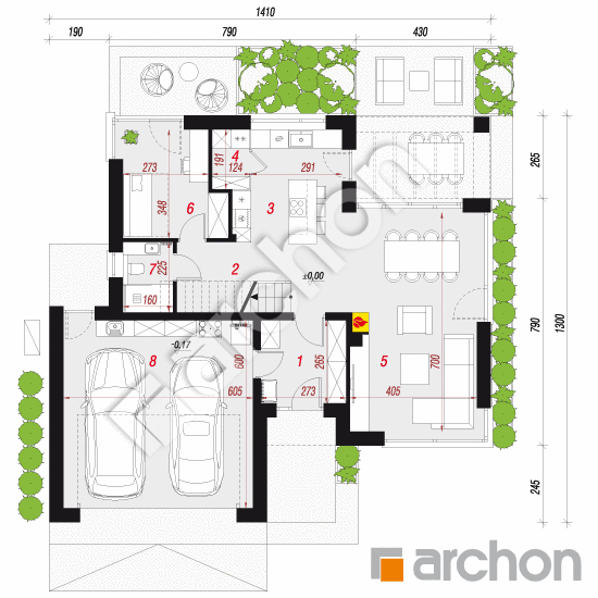 gotowy projekt Dom w aromach 5 (G2E) OZE rzut parteru