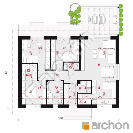 gotowy projekt Dom w kostrzewach 14 (E) rzut parteru