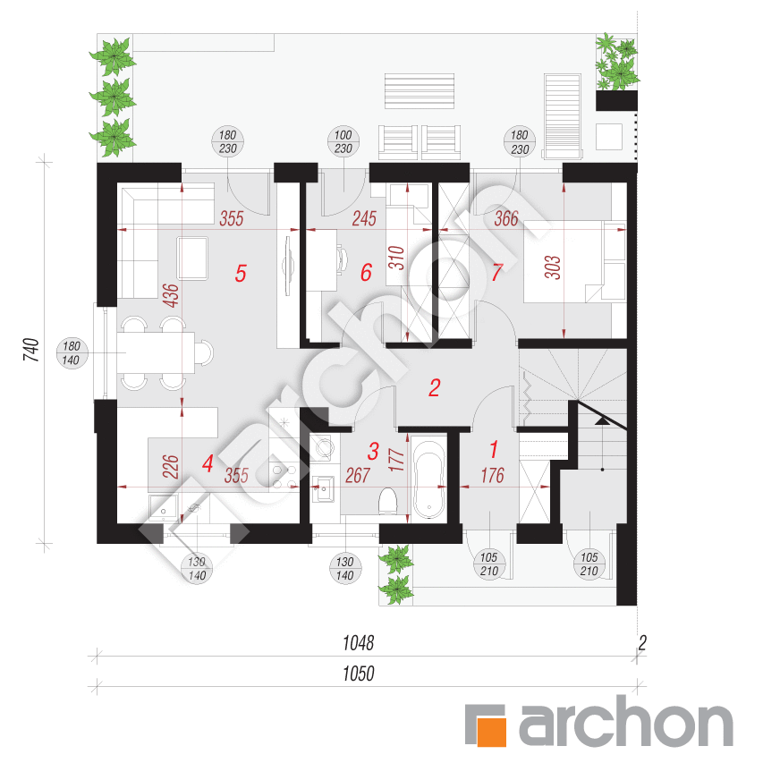 gotowy projekt Dom w halezjach 4 (R2B) rzut parteru