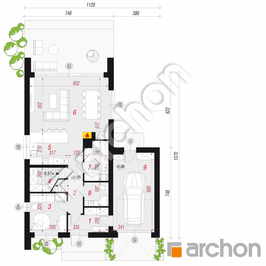 gotowy projekt Dom w miętach (GE) rzut parteru