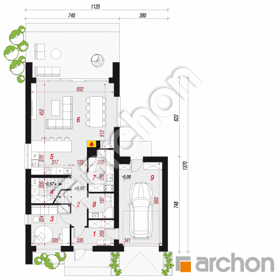 gotowy projekt Dom w miętach (GE) rzut parteru