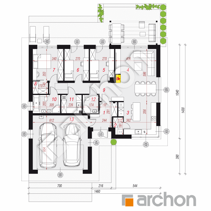 gotowy projekt Dom w żonkilach 4 (G2) rzut parteru