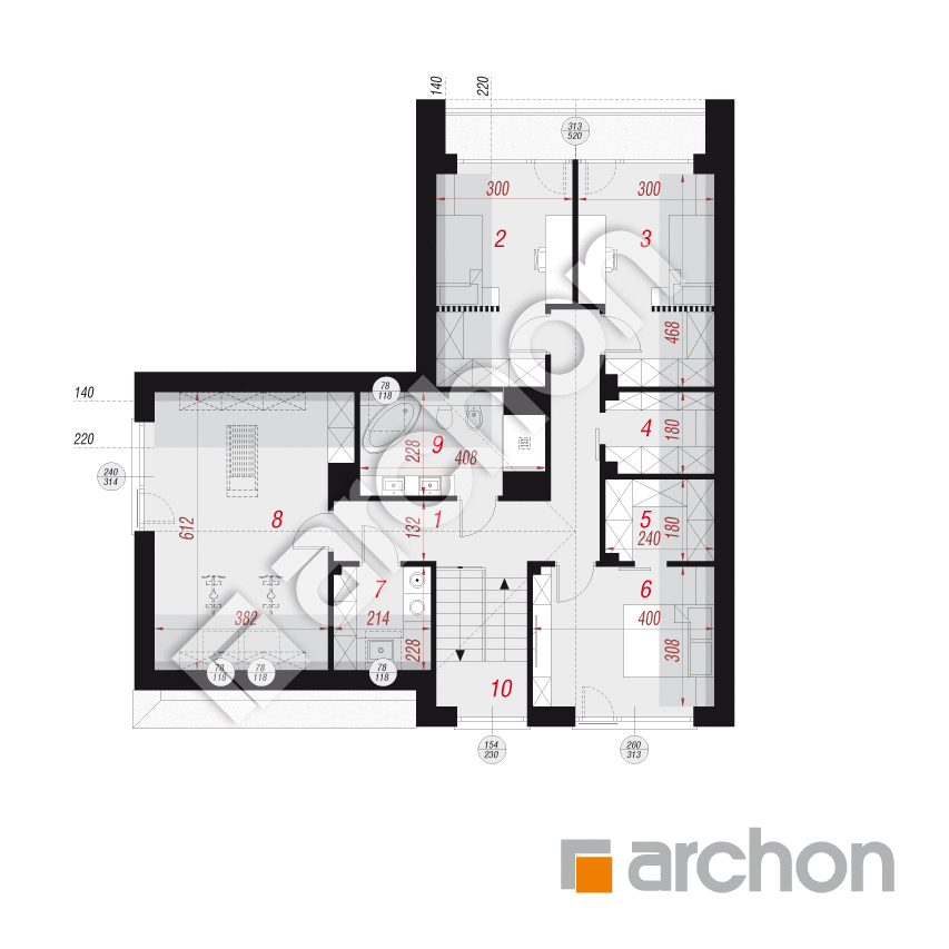 gotowy projekt Dom w scewolach (GE) rzut poddasza
