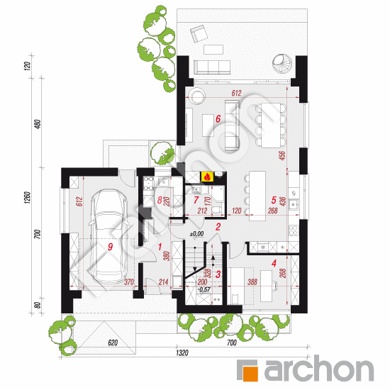 gotowy projekt Dom w scewolach (GE) rzut parteru