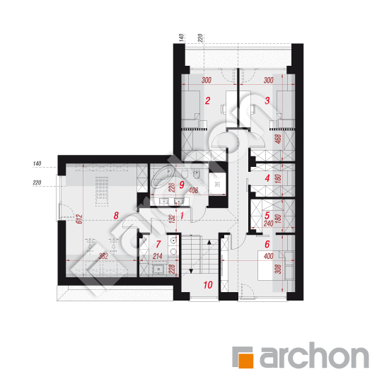 gotowy projekt Dom w scewolach (GE) rzut poddasza