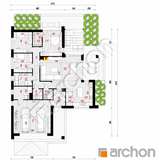 gotowy projekt Dom w kosaćcach 63 (G2) rzut parteru