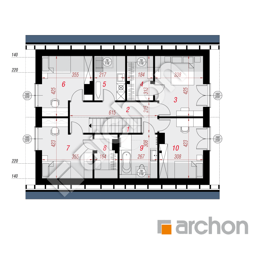 gotowy projekt Dom w aurorach 23 (G) rzut poddasza