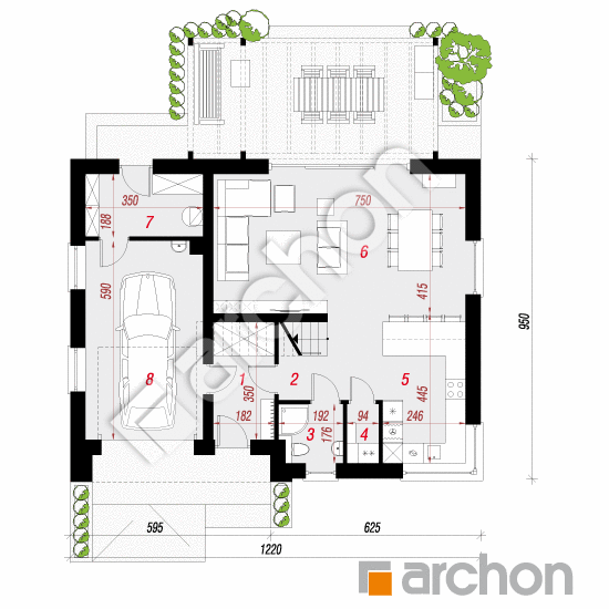 gotowy projekt Dom w aurorach 23 (G) rzut parteru