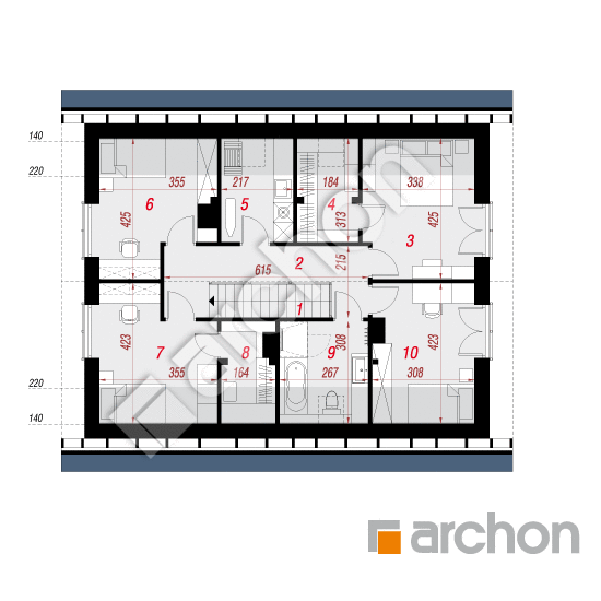 gotowy projekt Dom w aurorach 23 (G) rzut poddasza