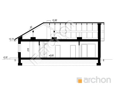 gotowy projekt Dom w gerberach 3 (E) przekroj budynku
