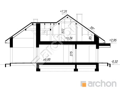 gotowy projekt Dom w mekintoszach 12 przekroj budynku