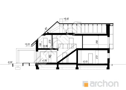 gotowy projekt Dom w amorfach 3 (G2) przekroj budynku