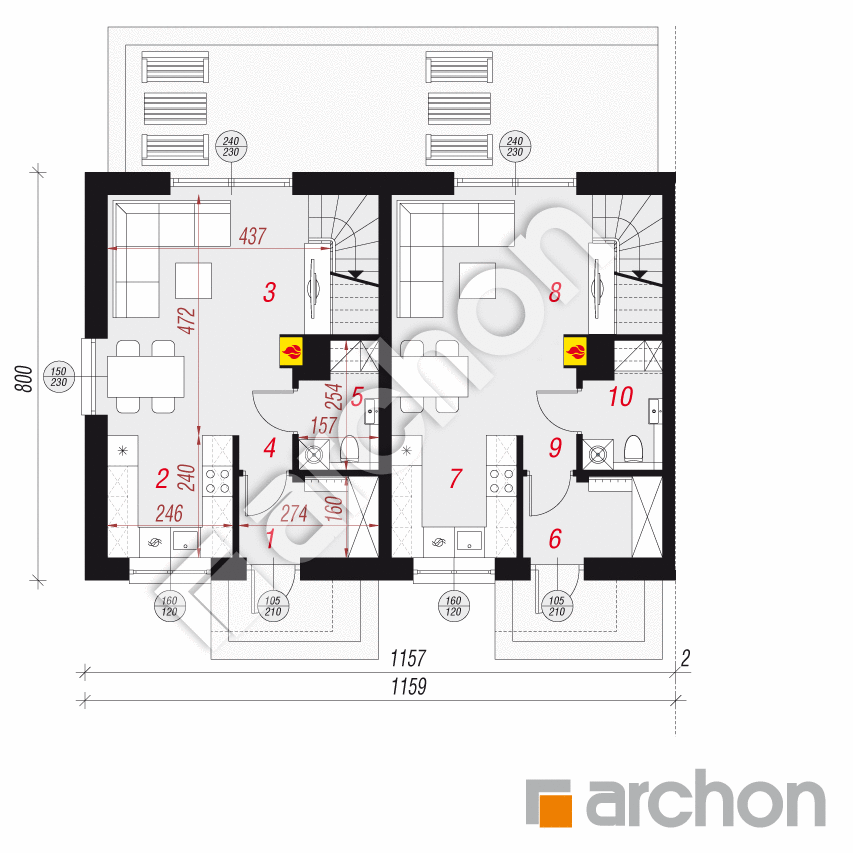 gotowy projekt Dom w modrakach 4 (R2BA) rzut parteru
