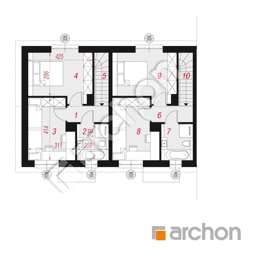 gotowy projekt Dom w modrakach 4 (R2BA) rzut poddasza