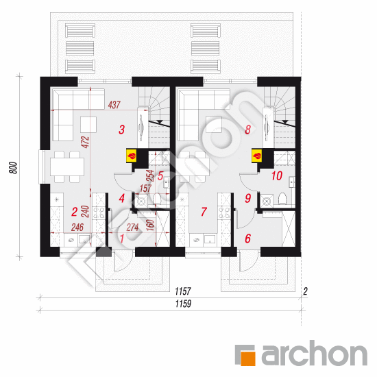 gotowy projekt Dom w modrakach 4 (R2BA) rzut parteru