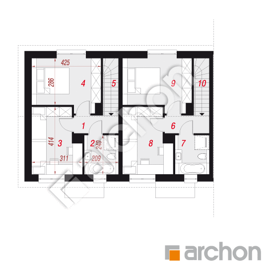 gotowy projekt Dom w modrakach 4 (R2BA) rzut poddasza