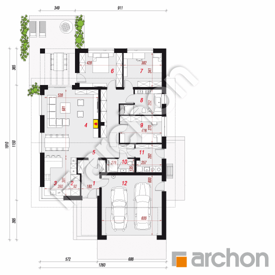 gotowy projekt Dom w renklodach 19 (G2) rzut parteru