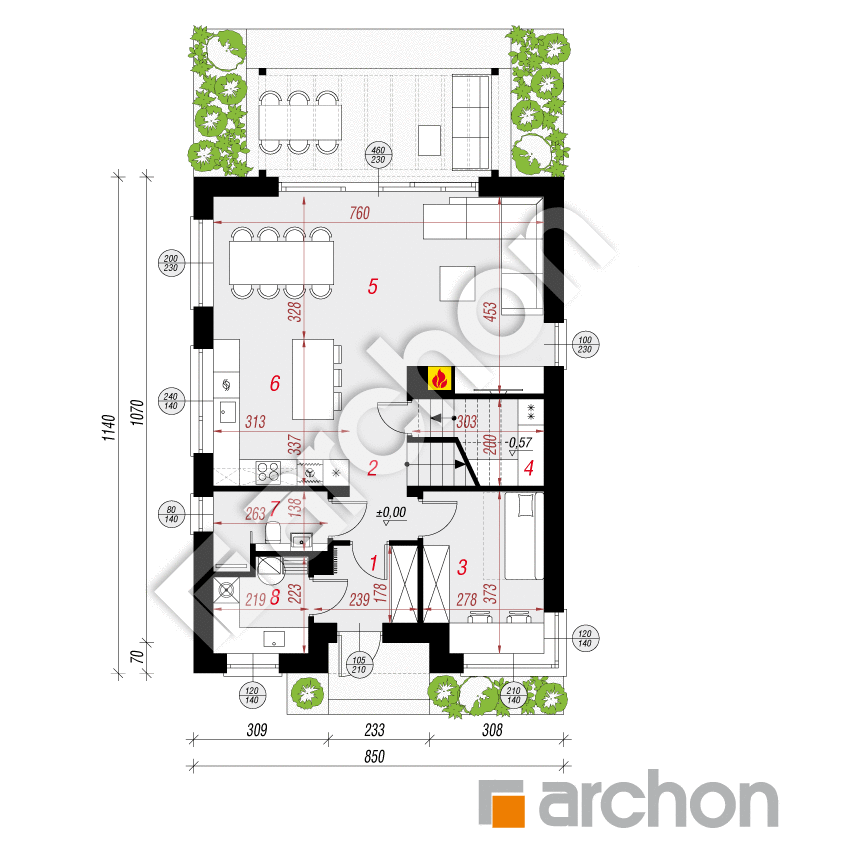 gotowy projekt Dom w kozieradkach rzut parteru