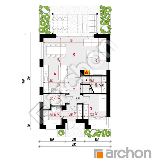 gotowy projekt Dom w kozieradkach rzut parteru