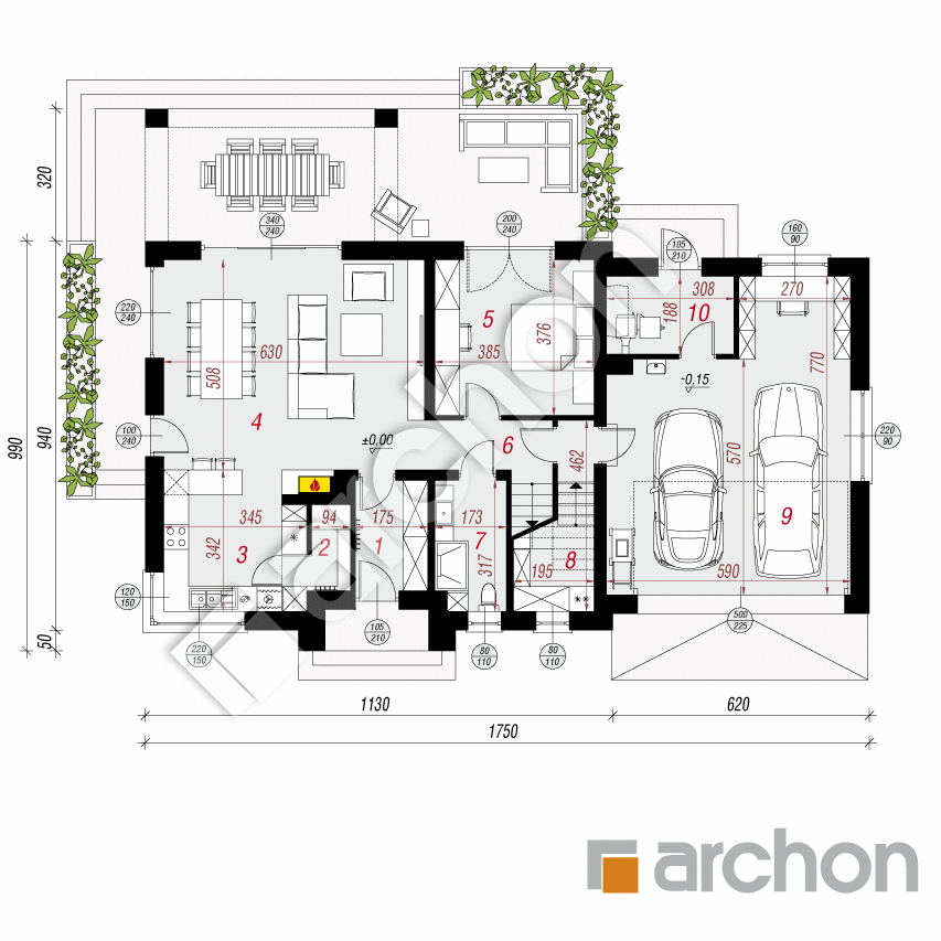 gotowy projekt Dom w śliwach 3 (G2) rzut parteru