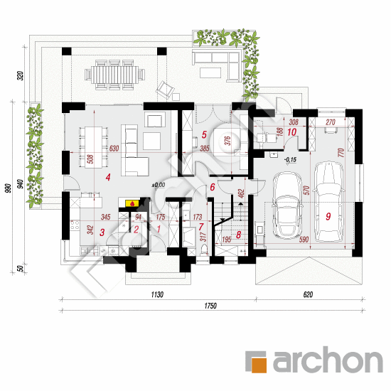 gotowy projekt Dom w śliwach 3 (G2) rzut parteru