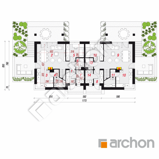 gotowy projekt Dom w malinówkach 2 (R2) rzut parteru