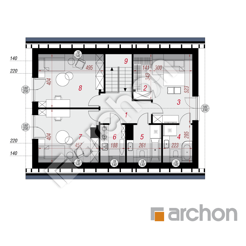 gotowy projekt Dom w orchideach 4 (E) rzut poddasza
