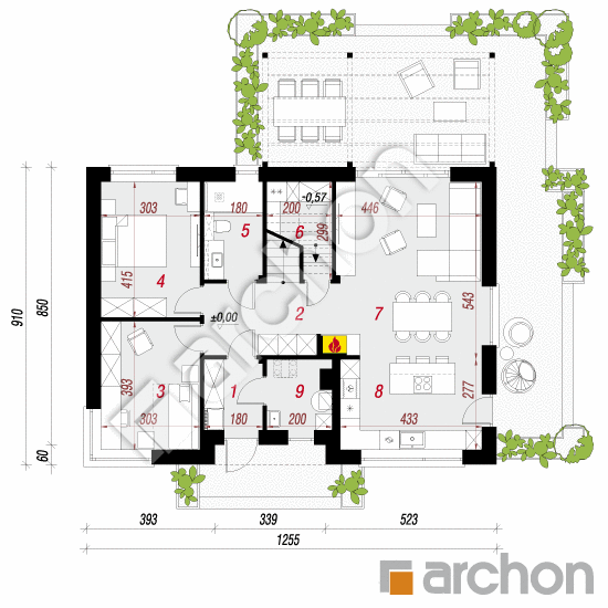 gotowy projekt Dom w orchideach 4 (E) rzut parteru