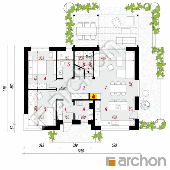 gotowy projekt Dom w orchideach 4 (E) rzut parteru