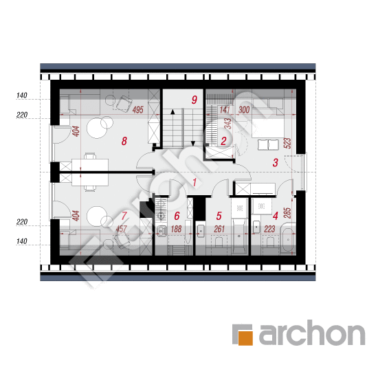 gotowy projekt Dom w orchideach 4 (E) rzut poddasza