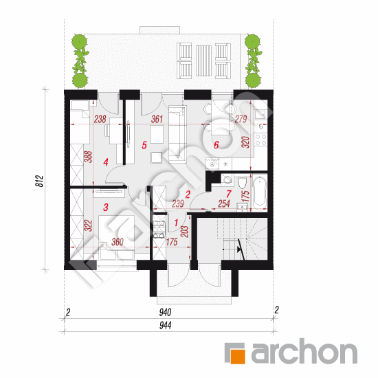 gotowy projekt Dom w pileach  (R2SE) rzut parteru