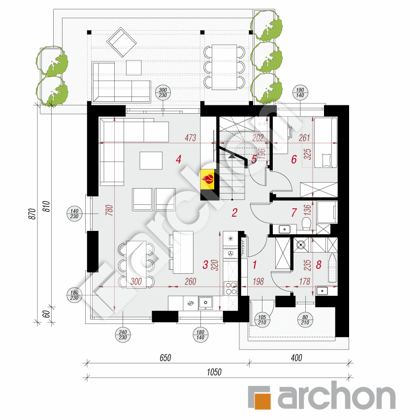 gotowy projekt Dom w wisteriach 18 rzut parteru