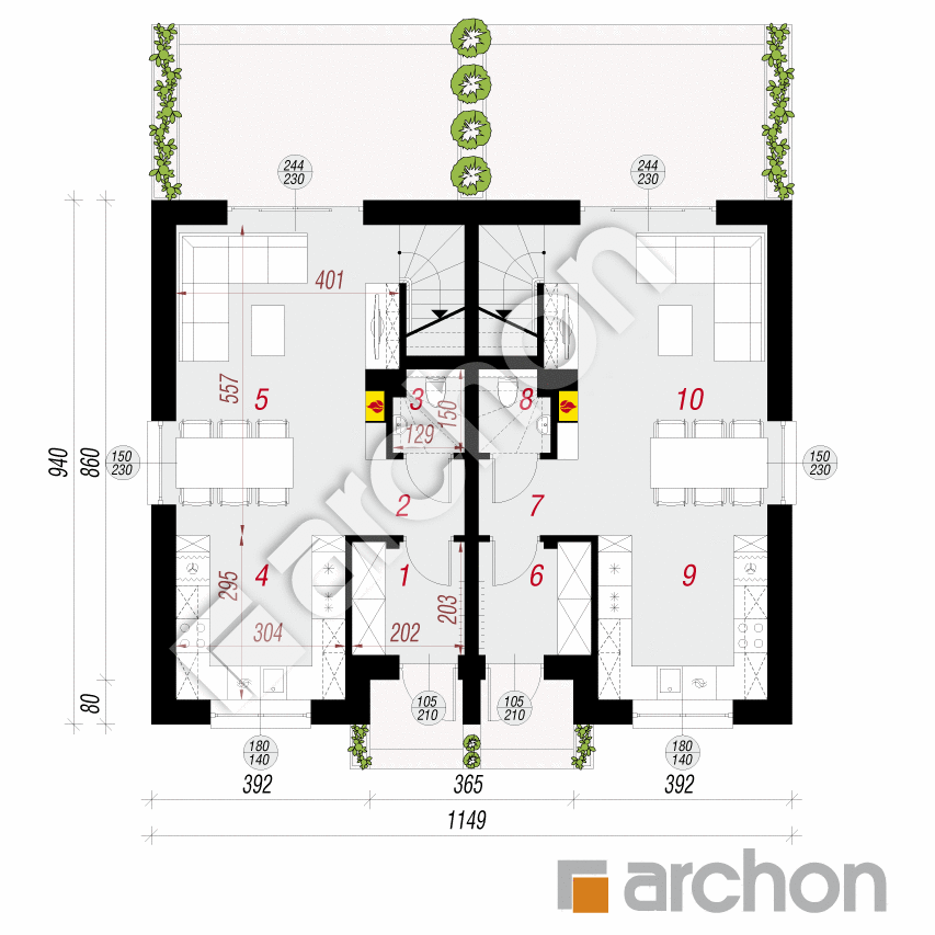 gotowy projekt Dom w bylicach 5 (R2) rzut parteru