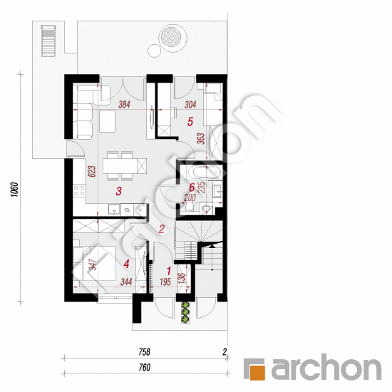 gotowy projekt Dom przy trakcie 2 (R2BA) rzut parteru
