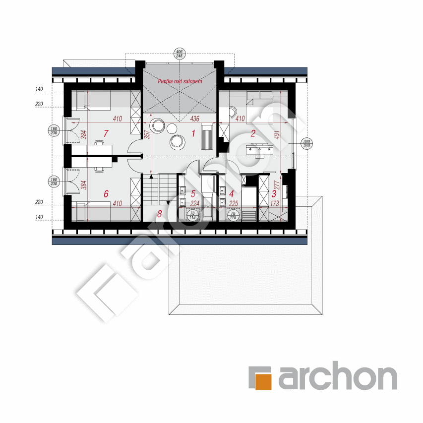 gotowy projekt Dom w wiśniach 4 (G2E) rzut poddasza