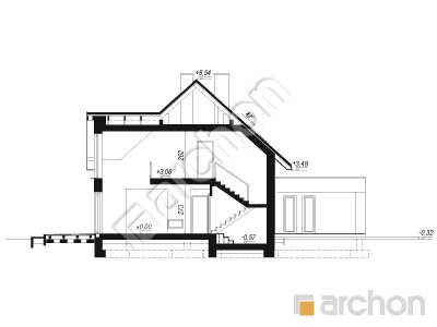 gotowy projekt Dom w wiśniach 4 (G2E) przekroj budynku