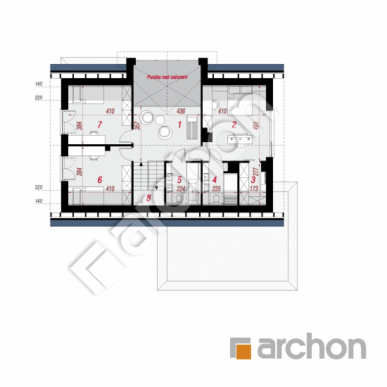gotowy projekt Dom w wiśniach 4 (G2E) rzut poddasza