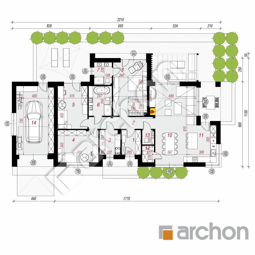 gotowy projekt Dom w kosaccach 53 (GE) rzut parteru