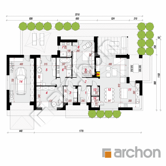 gotowy projekt Dom w kosaccach 53 (GE) rzut parteru