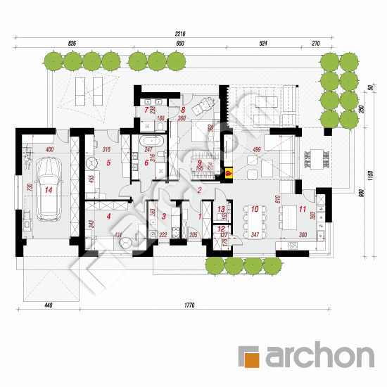 gotowy projekt Dom w kosaćcach 53 (GE) rzut parteru